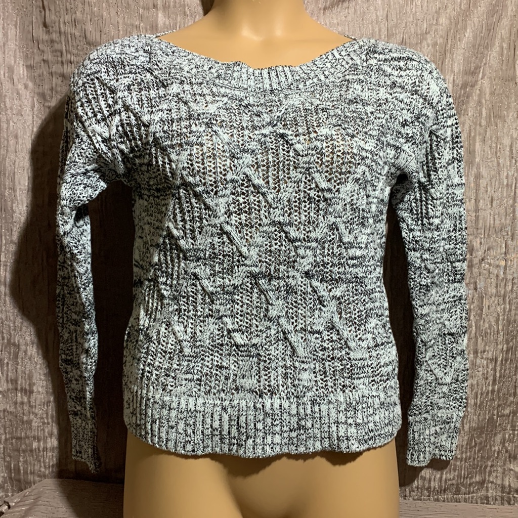 Victoria's Secret Sweater Long Sleeve Stretchy Pullover Black White Size S
